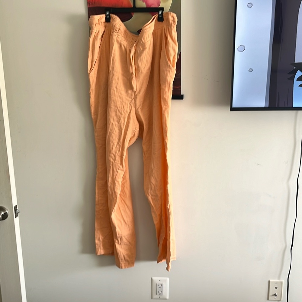 Mountain and Isles, 100% cotton, orange wide-leg pants, Size: 1X
